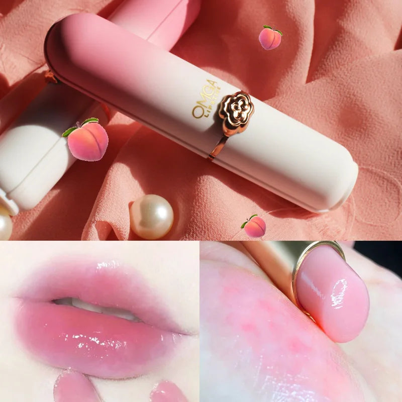 Crystal Temperature Change Lip Balm Aloe Strawberry Lipstick Peach Lip Balm Natural Pink Lipsticks Girl's Lip Care Beauty Makeup