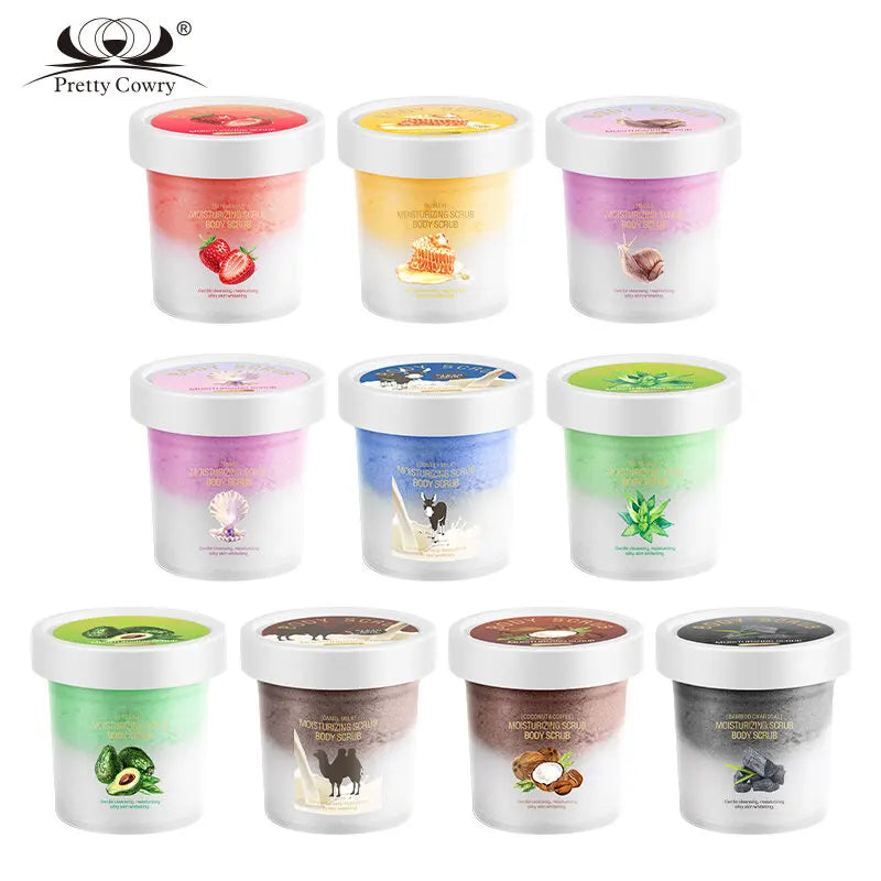 Pretty Cowry Two-Tone Ice Cream Body Scrub Exfoliates deeply cleanses smooths moisturizes with no irritation natural ingredients