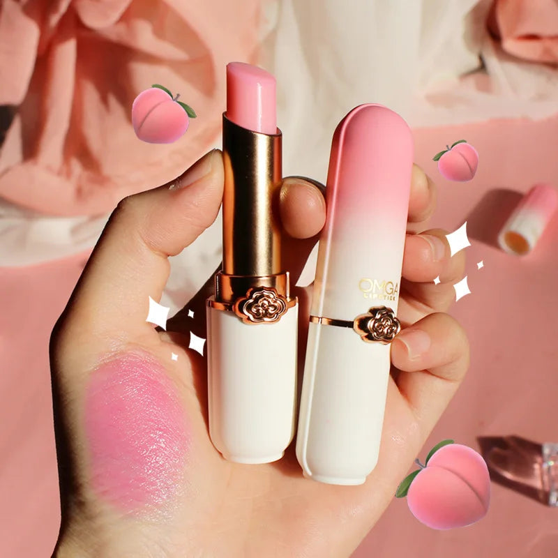 Crystal Temperature Change Lip Balm Aloe Strawberry Lipstick Peach Lip Balm Natural Pink Lipsticks Girl's Lip Care Beauty Makeup