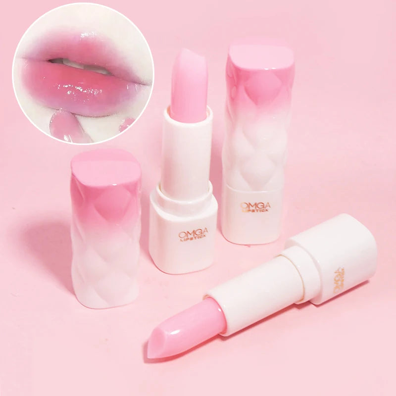Crystal Temperature Change Lip Balm Aloe Strawberry Lipstick Peach Lip Balm Natural Pink Lipsticks Girl's Lip Care Beauty Makeup