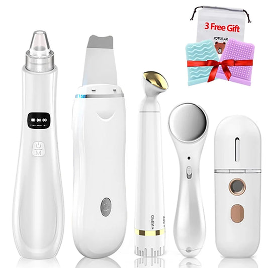 Ultrasonic Skin Scrubber Deep Pore Cleaning Blackhead Remover Vacuum Electric Facial Massager Eye Beauty Device Face Lifting