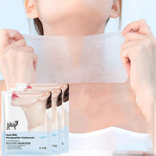 Goat Milk Six Peptides Neck Mask Collagen Firming Necks skincare Mask Beauty Moisturizing Lift Firming Neck Skin Care Mask 5PCS