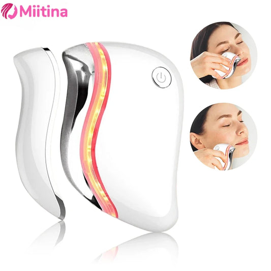 4 in 1 Electric Facial Scraping massager Heat Vibration Sculpting Tightening Tool Anti-Aging Wrinkles Eye Face Puffiness Relief